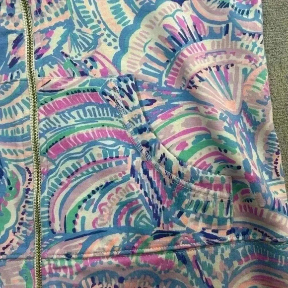 Lilly Pulitzer Jacket Womens XXS Leona Zip Up Happy As A Clam UPF 50+ Geometric - Picture 5 of 11